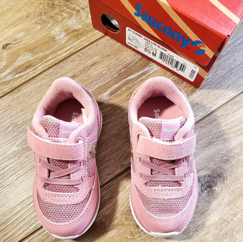 Saucony Kids' Jazz Lite Pink Blush Sneakers Suede Size 5 1/2